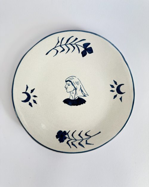 Piatto Luna e Fiori Blu